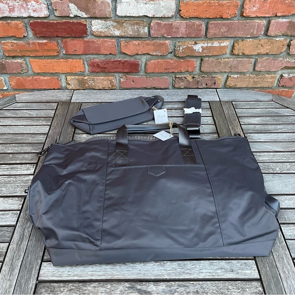 Pottery Barn Brouk & Co Omega Weekender Bag+Omega Toiletry Bag Gray Travel NWOT